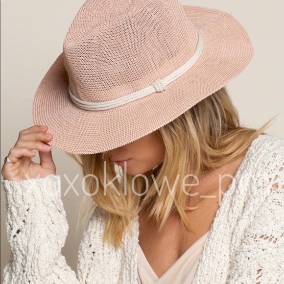 xoxoklowe Accessories - POL Light Pink Woven Panama Hat